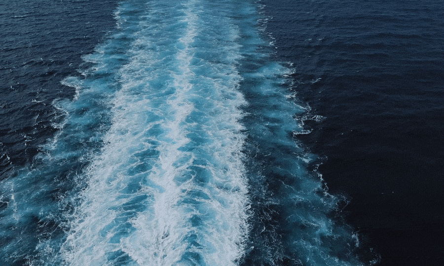ocean current below an electric motor